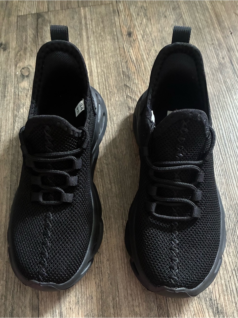Kids Black Breathable Athletic Sneakers